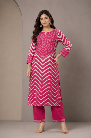 Kala Creation Fancy Zigzag Print Kurti Pant Set