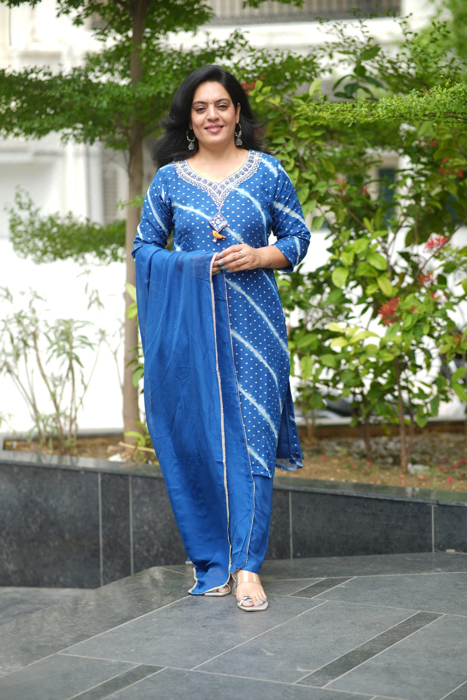 Kala Creation Fancy Neckline Work Kurta Pant And Dupatta Set