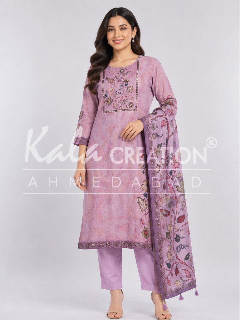 Fancy traditional Printed Kurti Pant And Dupatta Set