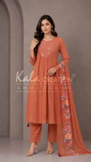 Kala Creation Amazing Kurta Pant And Dupatta Set - L(40)