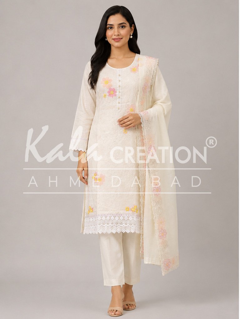 Fancy Looking Beautiful Kurti Pant And Dupatta Set