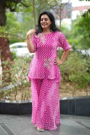 Kala Creation Fancy Zigzag Pattern Kurta And Bottom 2Pcs Set