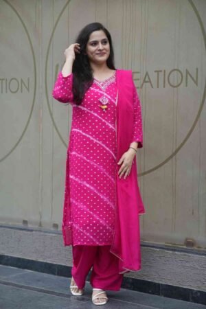 Kala Creation Fancy Neckline Work Kurta Pant And Dupatta Set