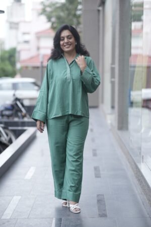 Kala Creation Caller Neck Beautiful Plain Kurta And Pant Co-Ord Set