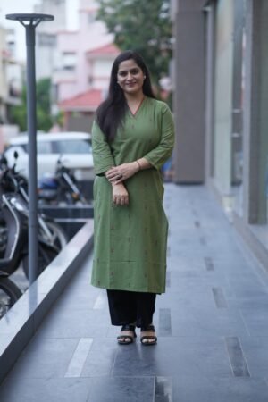New Collection Of V-Neck Long Kurtis With Subtle Floral Prints And V-Neck Detailing Long Kurti
