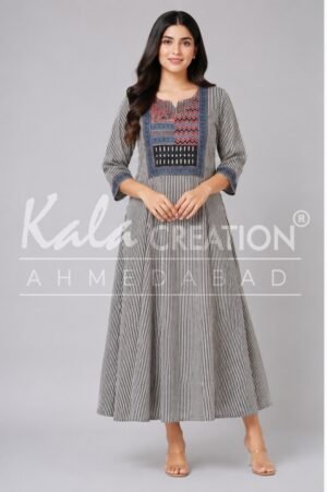 Kala Creation Beautiful Round V Neck Fancy Midi
