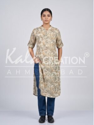 Kala Creation Beautiful Round V Neck Fancy Long Kurti