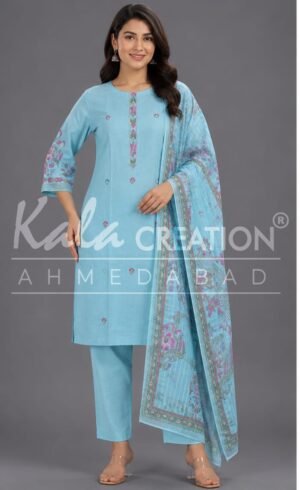 Kala Creation Beautiful Round Neck Fancy 3 Pcs Set