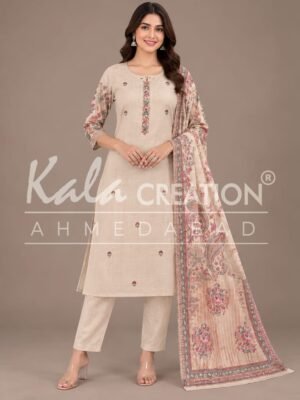 Kala Creation Beautiful Round Neck Fancy 3 Pcs Set