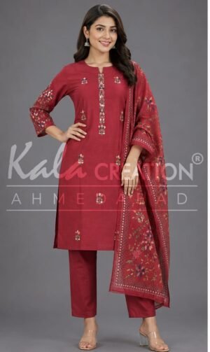 Kala Creation Beautiful Round Neck Fancy 3 Pcs Set