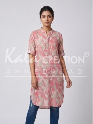 Kala Creation Beautiful Round V Neck Fancy Long Kurti