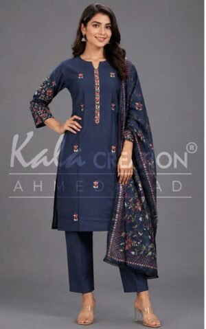 Kala Creation Beautiful Round Neck Fancy 3 Pcs Set