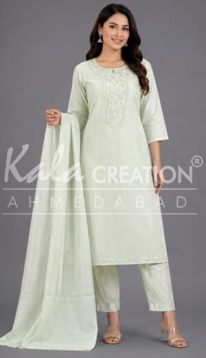 Kala Creation Beautiful Round Neck Fancy 3 Pcs Set
