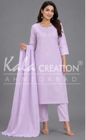 Kala Creation Beautiful Round Neck Fancy 3 Pcs Set