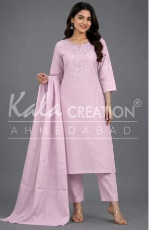 Kala Creation Beautiful Round Neck Fancy 3 Pcs Set
