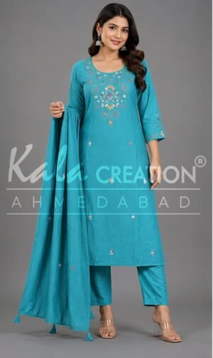 Kala Creation Beautiful Round Neck Fancy 3 Pcs Set