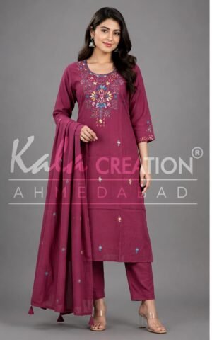 Kala Creation Beautiful Round Neck Fancy 3 Pcs Set