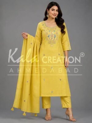 Kala Creation Beautiful Round Neck Fancy 3 Pcs Set