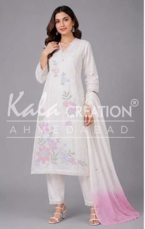 Kala Creation Amazing Round V Neck Fancy 3 Pcs Set