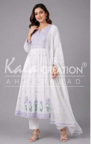 Kala Creation Beautiful Round V Neck Fancy 3 Pcs Set