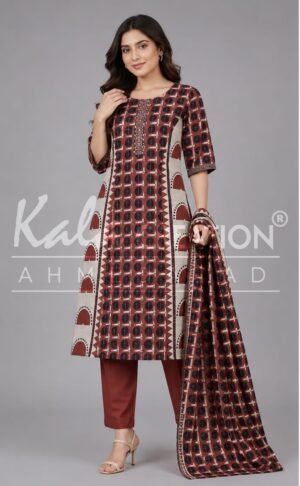 Kala Creation Round Neck Printed Kurta, Pant And Dupatta 3 Pcs Set