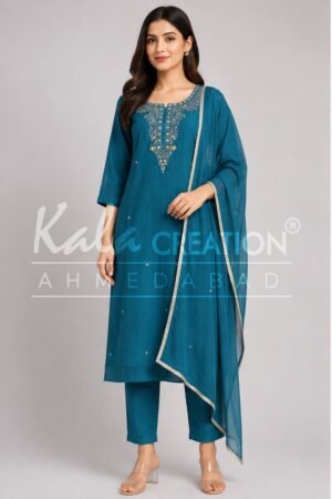 Kala Creation Fancy Kurta Pant And Dupatta Set