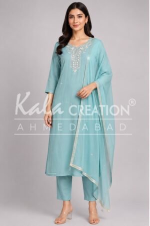 Kala Creation Fancy Kurta Pant And Dupatta Set