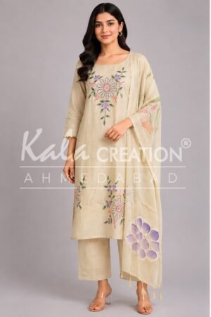 Kala Creation Square Neckline Kurta Pant And Dupatta Set