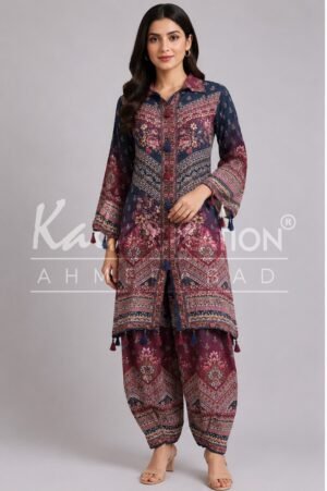 Kala Creation Caller Neckline Printed Kurti Pant And Inner Set