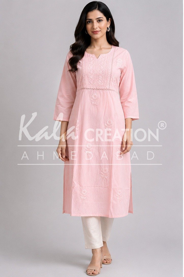 Beautiful Embroidered Work Plain Long Kurti