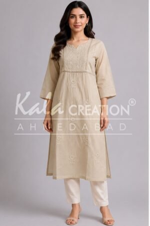 Beautiful Embroidered Work Plain Long Kurti