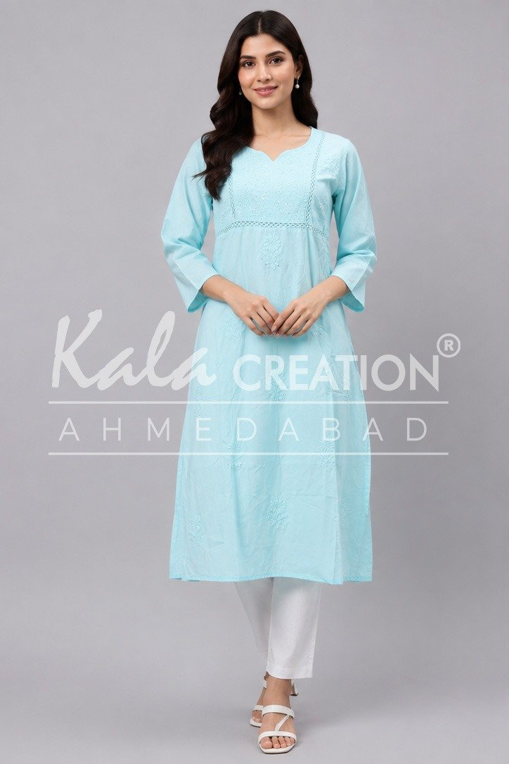 Beautiful Embroidered Work Plain Long Kurti