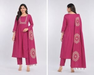 Kala Creation Fancy squire Neckline Work Kurta Pant And Dupatta Set
