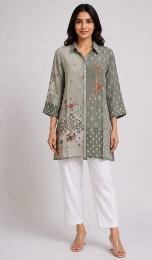Fancy Printed Caller Neck Short Kurti