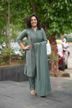 Effortless Grace Meets Everyday Comfort With Orange Kurta Pant And Dupatta Set