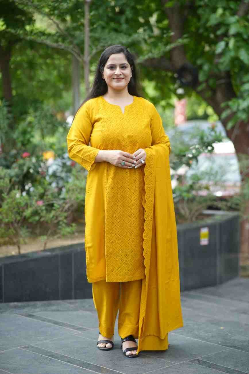Effortless Grace Meets Everyday Comfort With Orange Kurta Pant And Dupatta Set