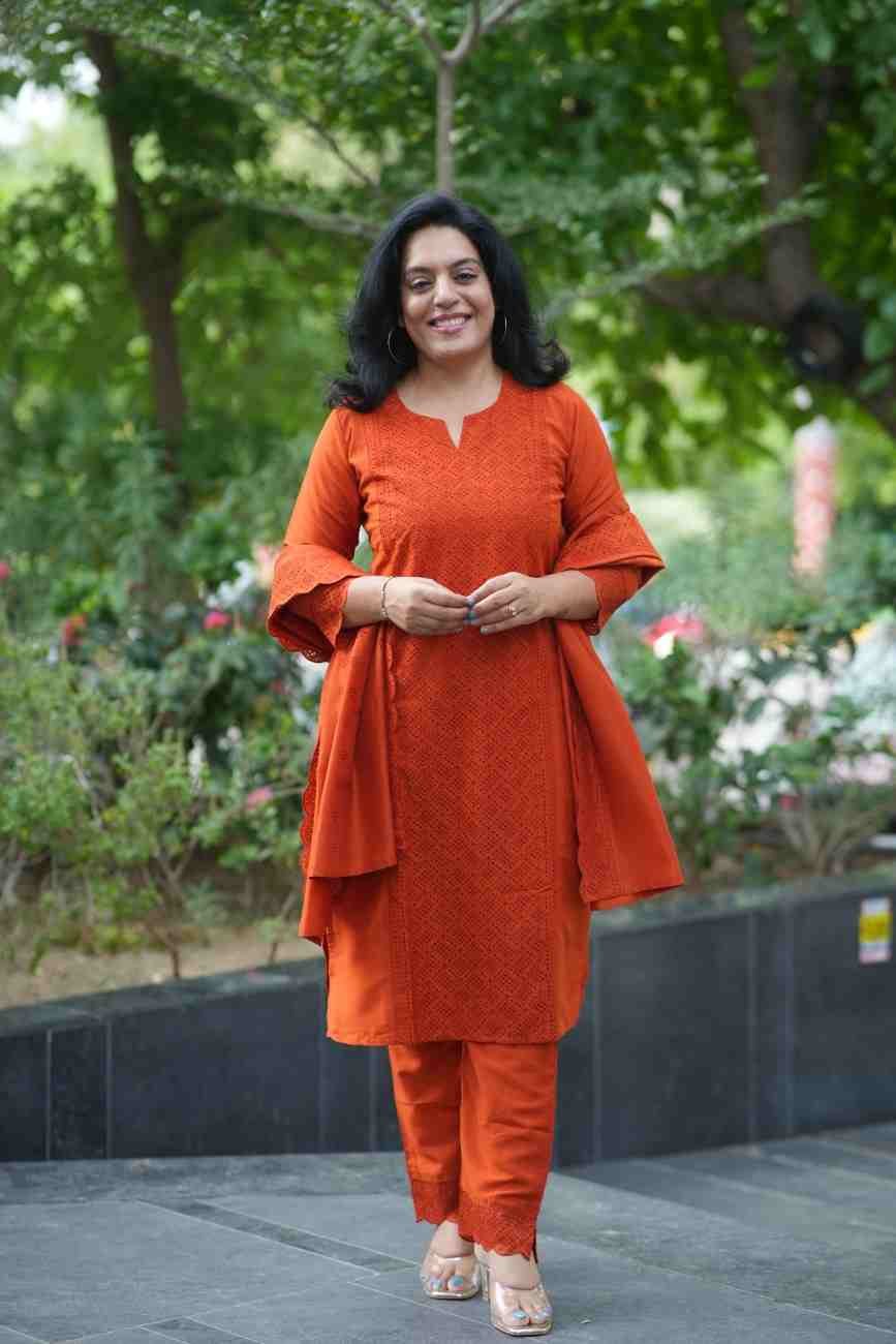Effortless Grace Meets Everyday Comfort With Orange Kurta Pant And Dupatta Set