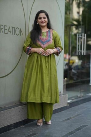 Beautiful Green Ethnic 2Pcs Set