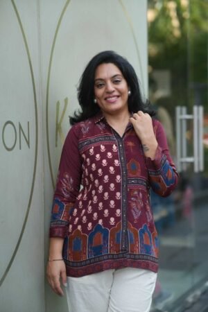 Beautiful Printed Muslin Shirt Style Short Kurti