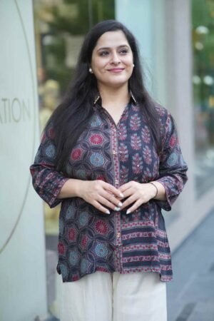 Beautiful Printed Muslin Shirt Style Short Kurti