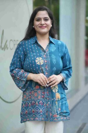 Beautiful Muslin Silk Printed Short Kurti