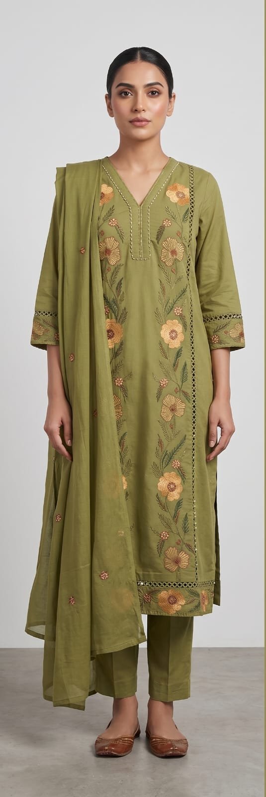 Kala Creation Fancy V Neck Subtle Embroidery For Timeless Grace