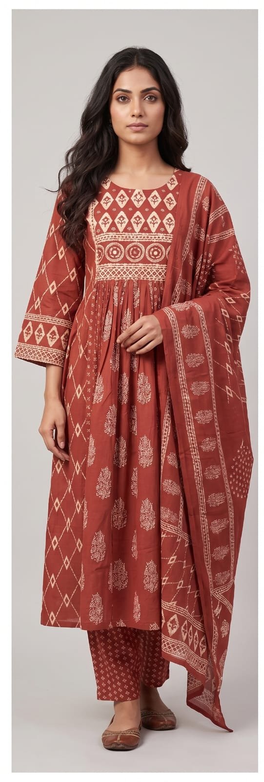Kala Creation Fancy Warm Tones Timeless Prints And Pure Ethnic 3Pcs Set