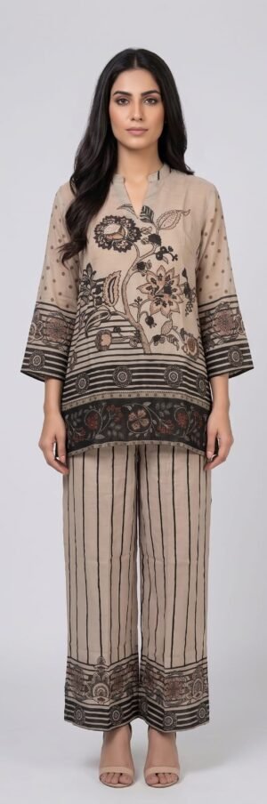 Fancy Neutral Tones Striking Prints And Pure Comfort Co-Ord Set