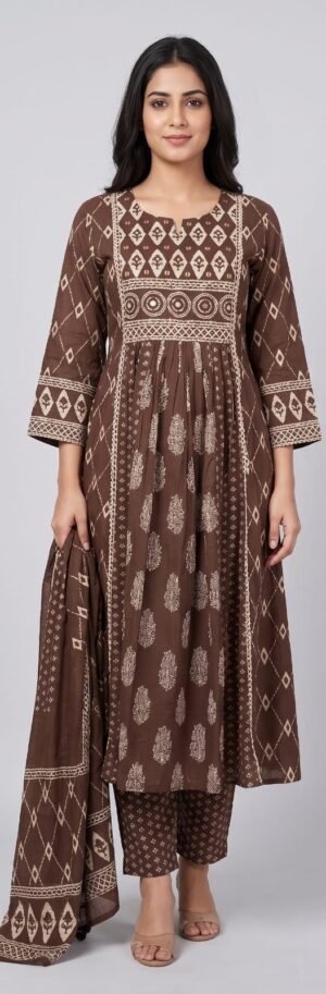 Kala Creation Fancy Warm Tones Timeless Prints And Pure Ethnic 3Pcs Set
