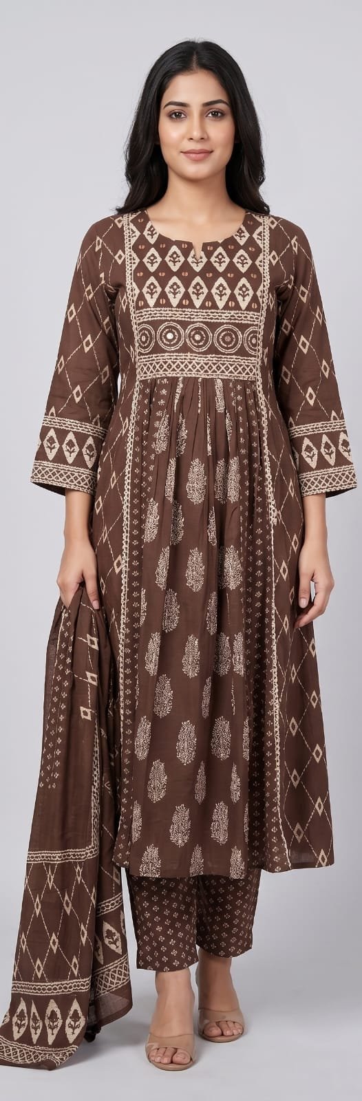 Kala Creation Fancy Warm Tones Timeless Prints And Pure Ethnic 3Pcs Set