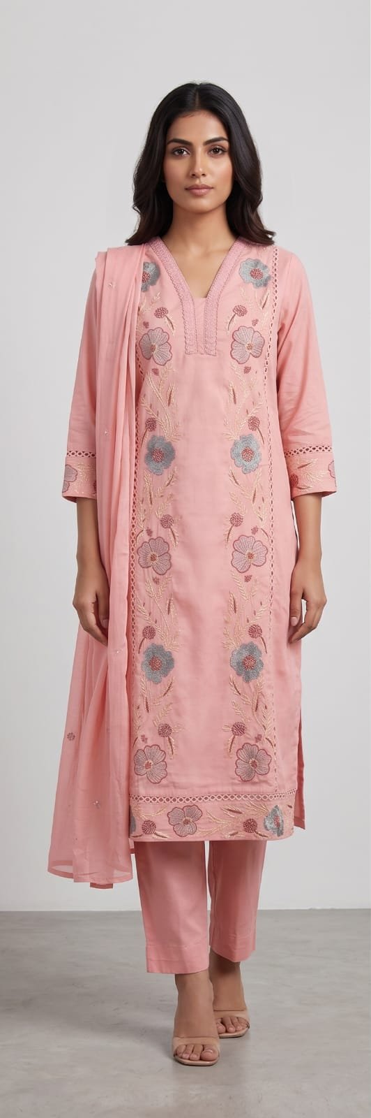 Kala Creation Fancy V Neck Subtle Embroidery For Timeless Grace